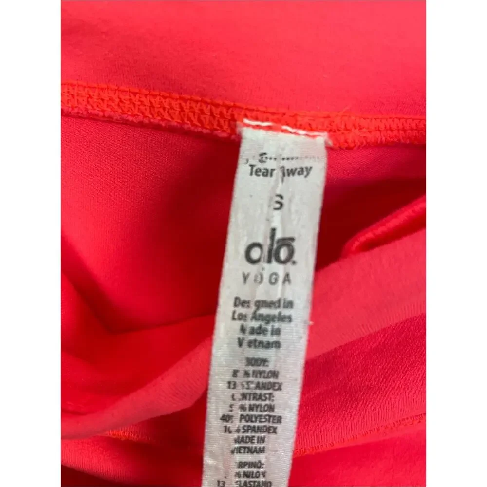 Alo Yoga Goddess Ribbed Scrunch Two Tone Coral Gray Women's S Stretch Leggings